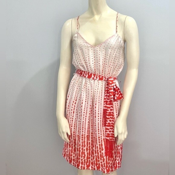 Collective Concepts Dresses & Skirts - Collective Concepts orange and white spaghetti strap belted dress size small